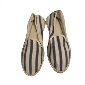 Mint and Rose Striped Blue Off White Espadrilles Size 8 (38)